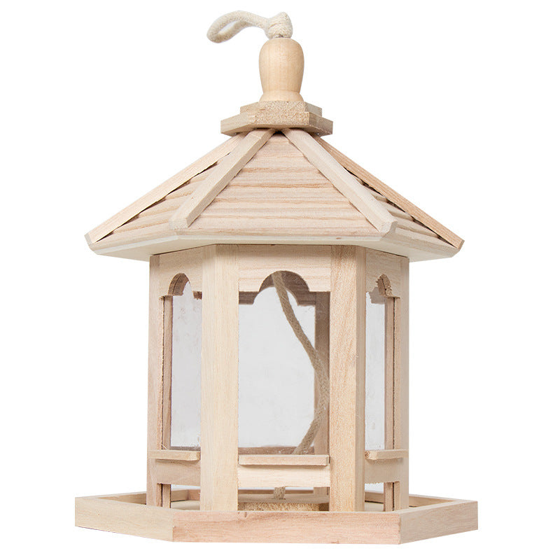 Outdoor solid wood bird feeder & bird house